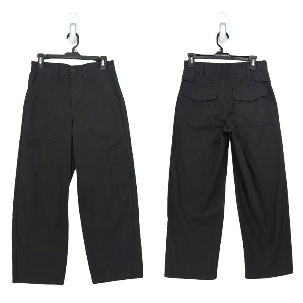 Agolde Women 24 Daria Utility Pants Black Lightweight Straight Leg Cropped Cargo